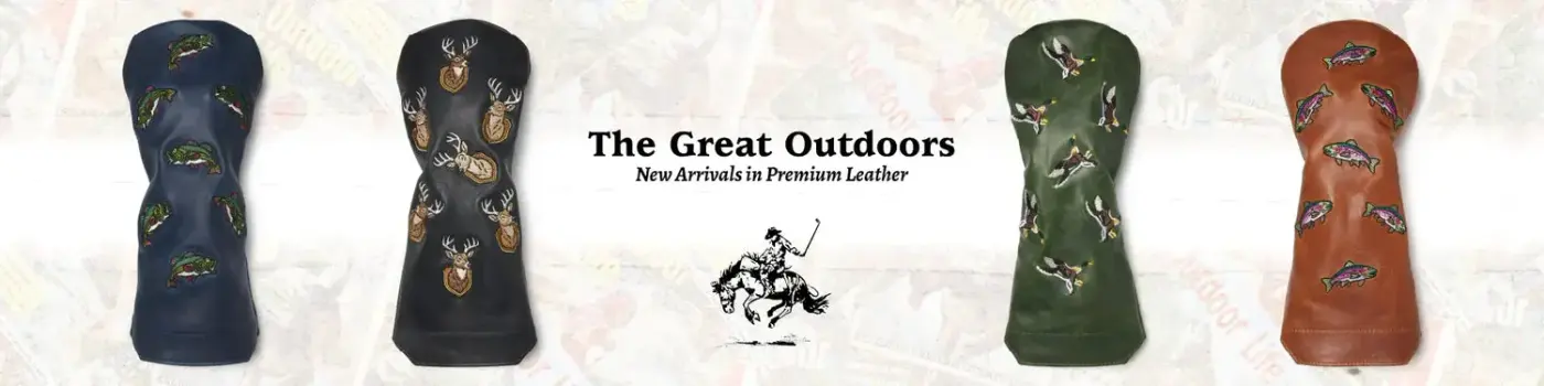 Leather golf head covers from The Great Outdoors collection
